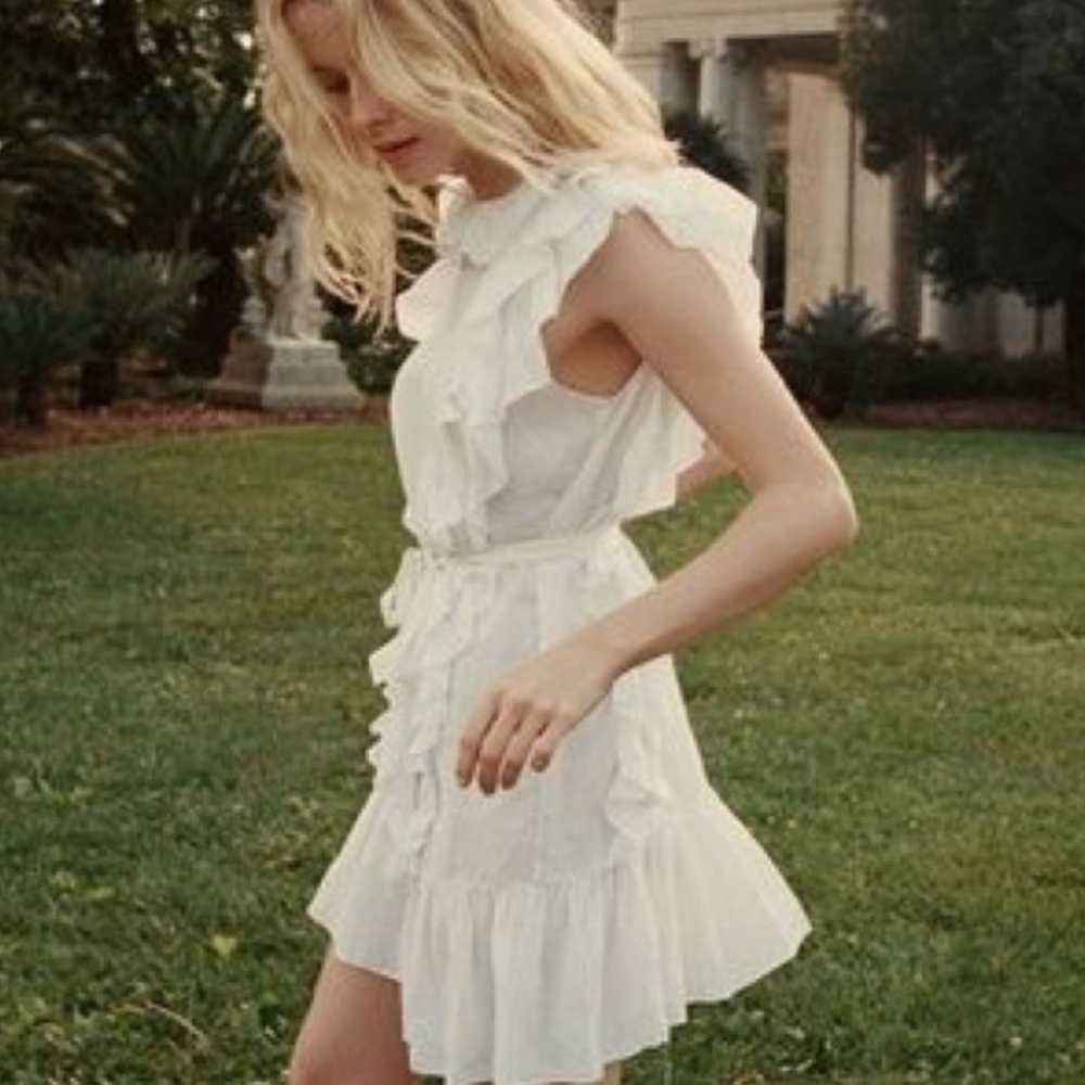 Doen White Ruffle Mini Dress